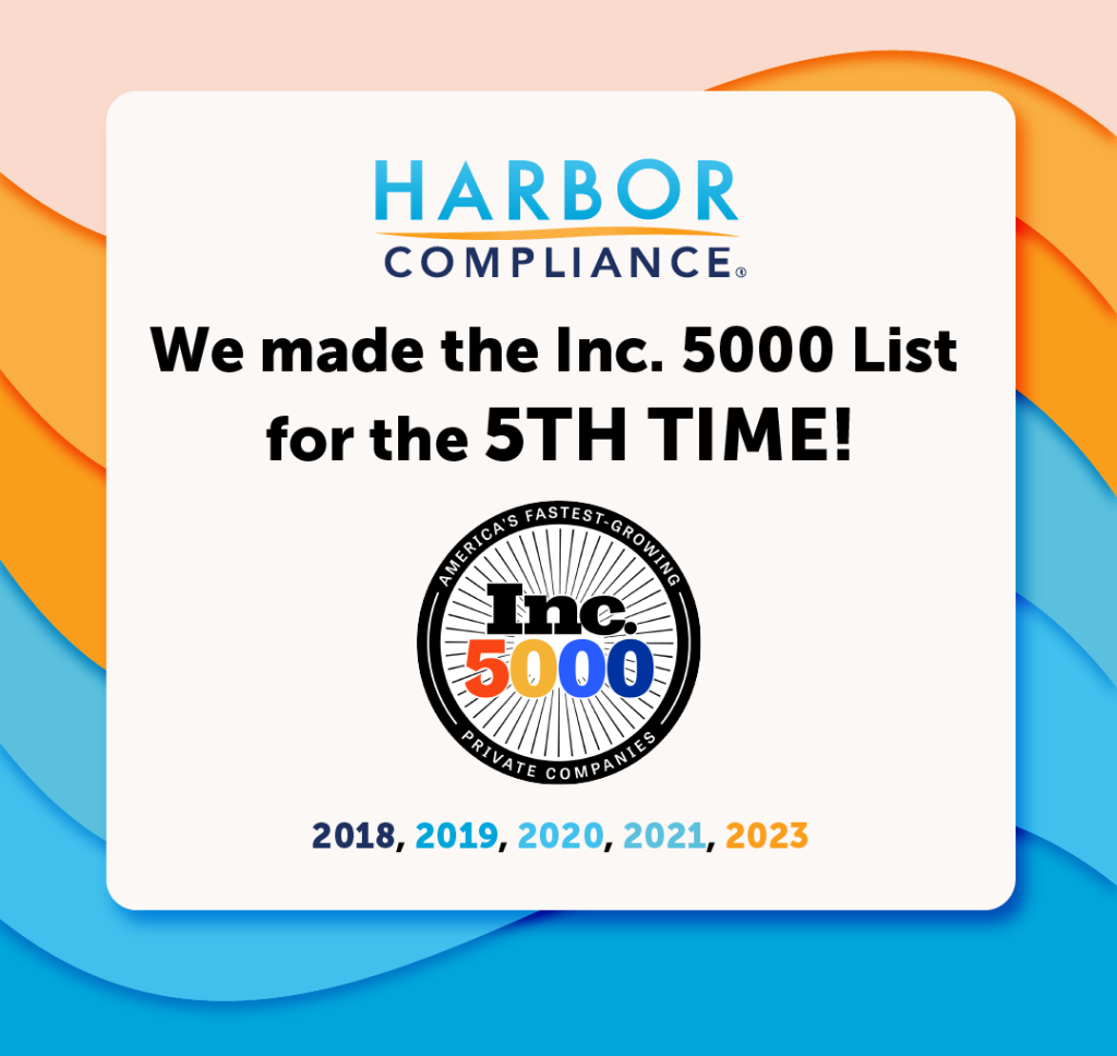 Display of Harbor Compliance awarded Inc. 5000 award for the fifth time.